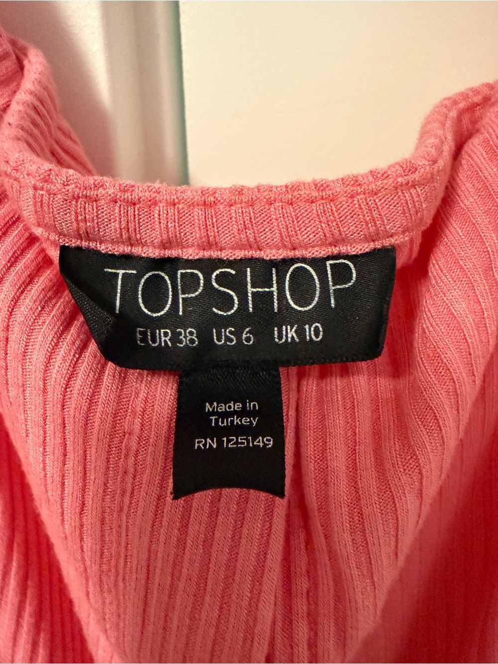 Topshop Pink Button-Front Tie-Strap Ribbed Mini Dress - Picture 3 of 8